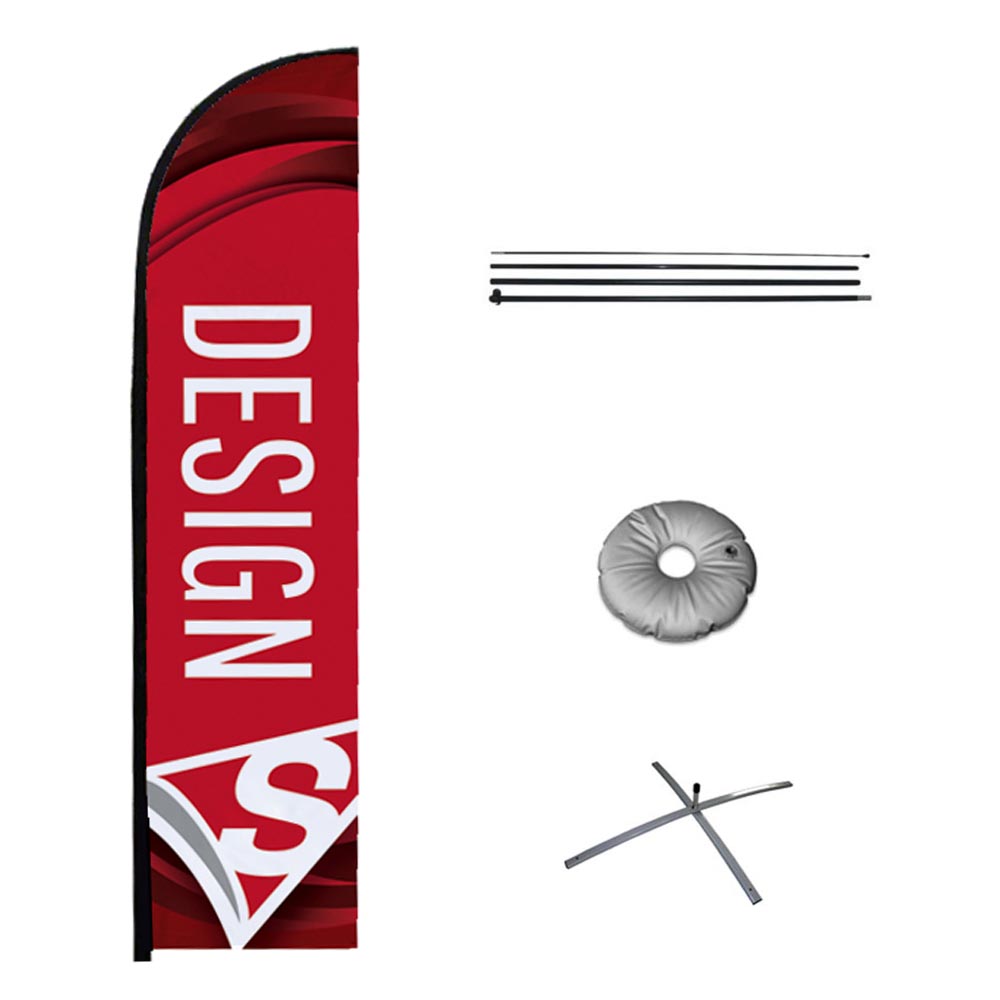 Premium 11' Feather Flag Kit (Double-Sided with Ground Spike)