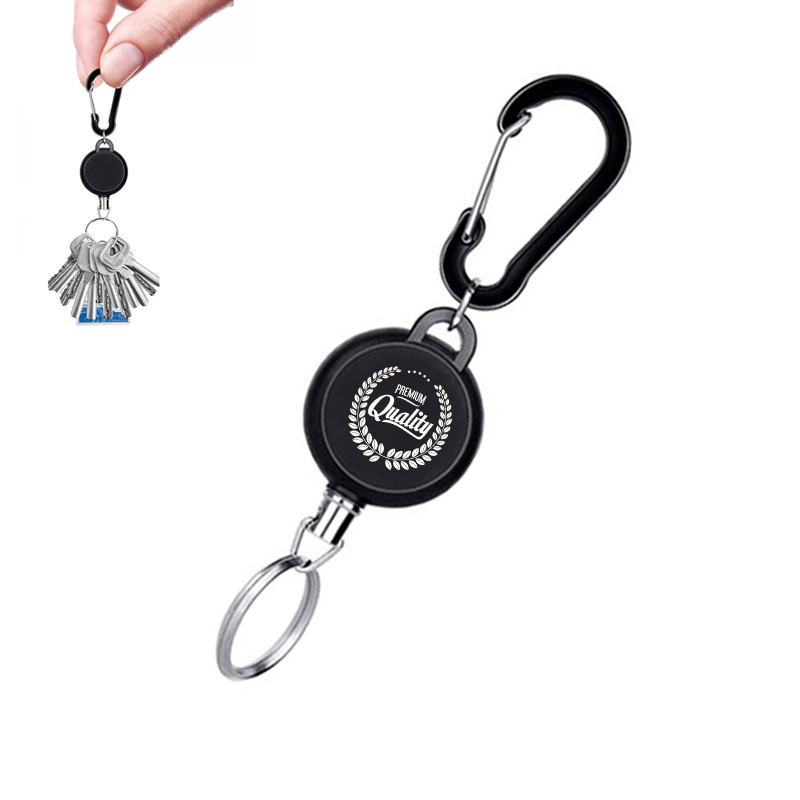 Retractable Keychain with Carabiner Badge Reel Holder
