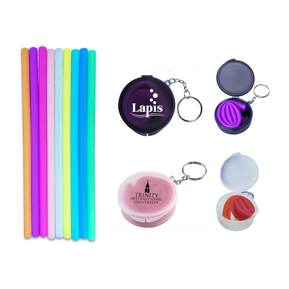 Silicone Straw With Round Case
