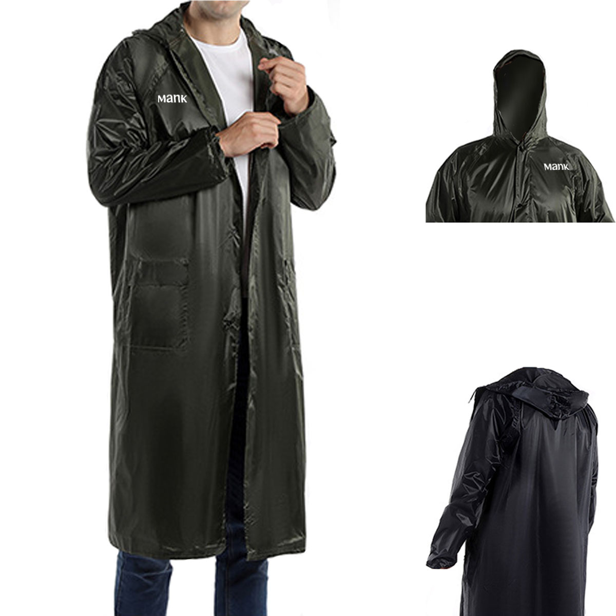 Outdoor Long Polyester Fabric Rain Coat
