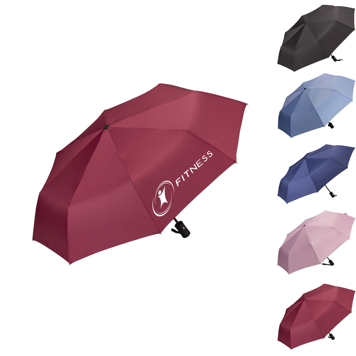 8-Bone Black Rubber Cloth Automatic Umbrella